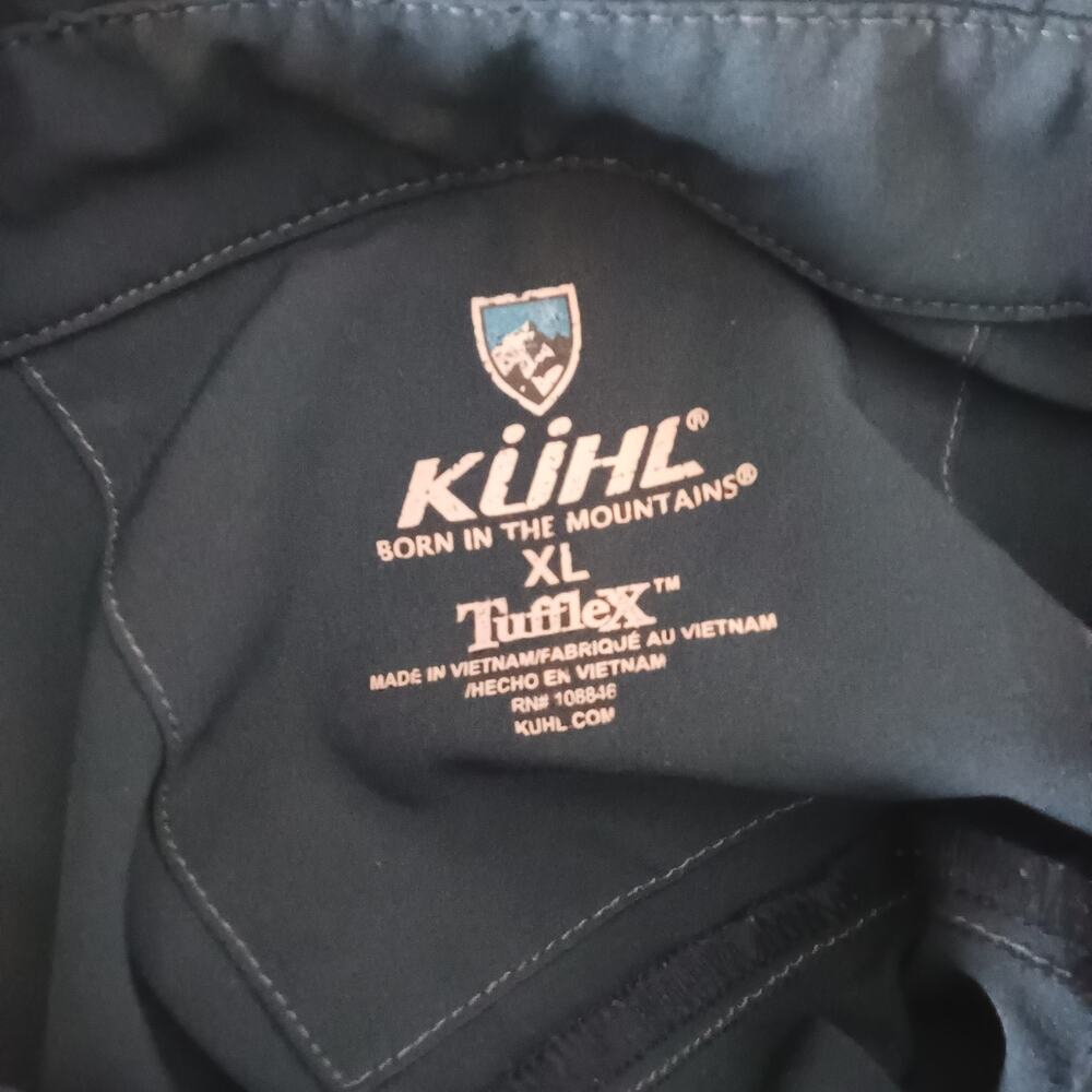 KUHL Tufflex Short Sleeve Button Shirt Gray Mens XL Blue Wicking Outdoor - Picture 7 of 9
